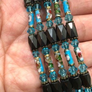 Hematite Cloisonné Magnetic Bead Wrap Necklace/Bracelet